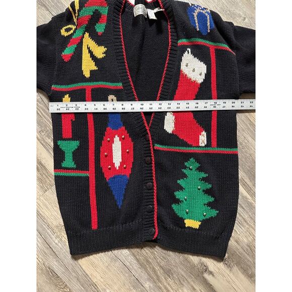 Vtg Colter Bay Christmas Sweater Button Holiday 1990's Mom Grandma Tree Stocking - Picture 3 of 9